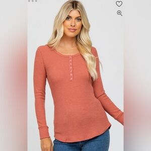 Old Navy | Women’s Long Sleeve Waffle Knit XS Front Button Snap Coral